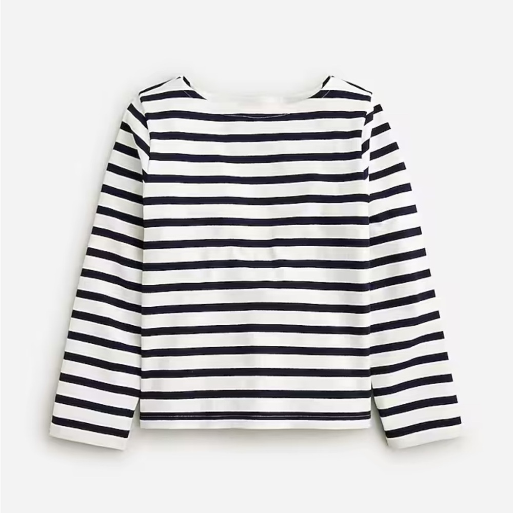 J crew ivory navy Classic mariner cloth boatneck T-shirt in stripe - Picture 4 of 7